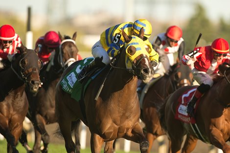 Jockey Sofia Vives guides Patches O'Houlihan to victory in the $250,000 Nearctic Stakes Presented by the Thoroughbred Aftercare Alliance. Patches O'Houlihan is owned by Frank D. Di Giulio Jr. and trained by Robert Tiller. Woodbine/Michael Burns Photo