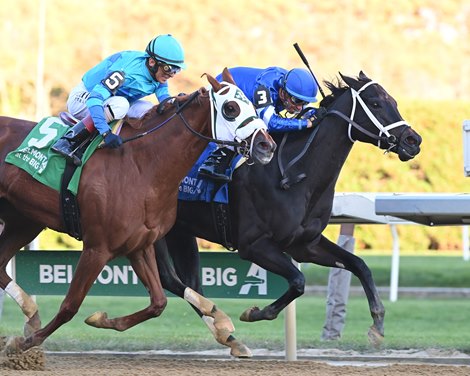 Tarifa wins the 2024 Mother Goose Stakes at Aqueduct Racetrack