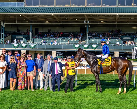 East Avenue with Tyler Gaffalione wins the Claiborne Breeders’ Futurity (G1) at Keeneland in Lexington, Ky. on October 5, 2024