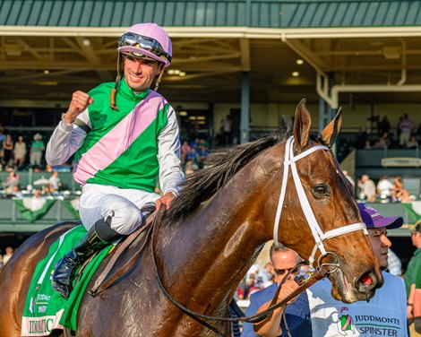 Idiomatic with Florent Geroux wins the Juddmonte Spinster (G1)  at Keeneland in Lexington, Ky. on October 6, 2024