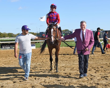 Scythian wins the 2024 Miss Grillo Stakes at Belmont at the Big A