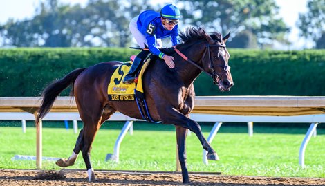 East Avenue with Tyler Gaffalione wins the Claiborne Breeders’ Futurity (G1) at Keeneland in Lexington, Ky. on October 5, 2024