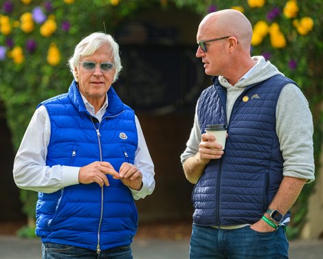 (L-R): Bob Baffert and Tom Ryan<br>
Breeders’ Cup contenders training at Del Mar in Del Mar, California, on Oct. 29, 2024. (L-R): Bob Baffert and Tom Ryan<br>
Breeders’ Cup contenders training at Del Mar in Del Mar, California, on Oct. 29, 2024.