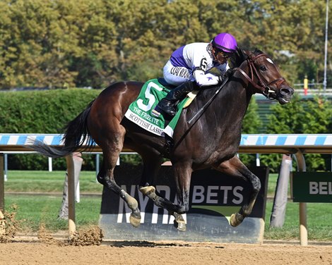 Scottish Lassie wins the 2024 Frizette Stakes at Aqueduct Racetrack