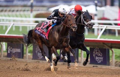 Straight No Chaser (John Velazquez) wins the Sprint<br>
Del Mar 2.11.24 Pic: Edward Whitaker