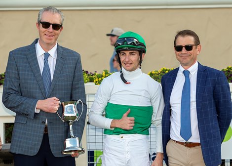 Augustin Stables&#39; Will Then and jockey Vincent Cheminaud win the Grade III $100,000 Jimmy Durante Stakes Saturday November 30, 2024 at Del Mar Thoroughbred Club, Del Mar, CA.<br><br />
Benoit Photo