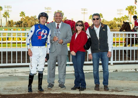 Tenma and jockey Juan Hernandez win the Grade II, $200,000 Starlet, Saturday, December 7, 2024 at Los Alamitos Thoroughbred Club, Cypress CA.<br><br />
&#169; BENOIT PHOTO