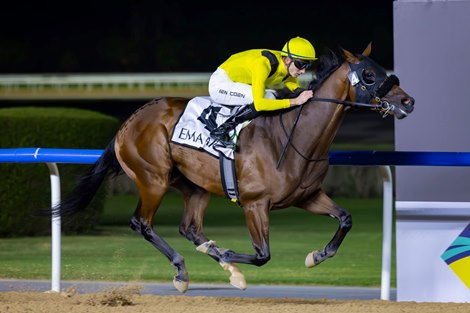 Meshtri wins the 2024 Al Maktoum Mile at Meydan Racecourse