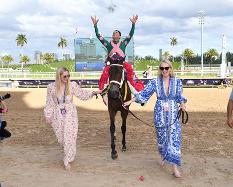 Be Your Best wins the 2025 Pegasus World Cup Filly and Mare Turf Invitational Stakes at Gulfstream Park