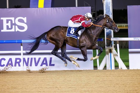 Golden Vekoma wins the 2025 UAE 2000 Guineas at Meydan Racecourse