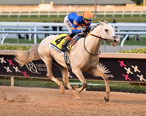 White Abarrio wins the 2025 Pegasus World Cup Invitational Stakes at Gulfstream Park