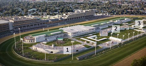 Churchill Downs, Aerial rendering of the three buildings (labeled 1, 2, 3) that make up the Infield General Admission Project