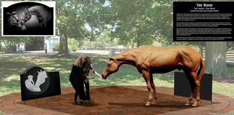 Photoshop rendering of the site where The Bond: Two Hearts - One Spirit monument will stand at the Kentucky Horse Park The Bond: Two Hearts - One Spirit&quot; is a monument that celebrates the extraordinary connection between Cody Dorman and Cody&#39;s Wish, a truly special racehorse.