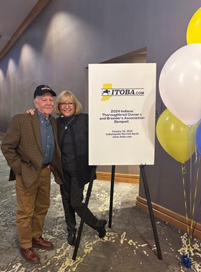 Kenneth and Resia Ayres, owners and breeders of Maggie Sue and Demolisher, at the 2024 ITOBA Awards Ceremony