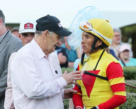Lonnie Briley and Juan Vargas prior to Coal Battle's run in the 2025 Arkansas Derby