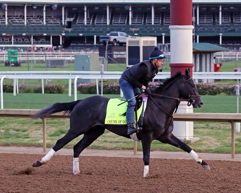 Chunk of Gold on the track at Churchill Downs on April 28, 2025. Photo By: Chad B. Harmon Chunk of Gold on the track at Churchill Downs on April 28, 2025. Photo By: Chad B. Harmon