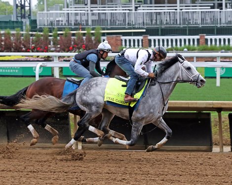 Final Gambit works five furlongs in 101.00 at Churchill Downs on April 26, 2025. Photo By: Chad B. Harmon