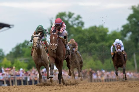 Journalism and Umberto Rispoli Win Race 13, G1 Preakness Stakes, Pimlico Racecourse, Baltimore, MD May 17, 2025, Mathea Kelley/Javier Molina-Bloodhorse