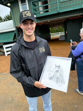 Griffin Johnson with a fan-drawn picture of Sandman Griffin Johnson with a fan-drawn picture of Sandman