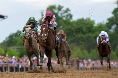 Journalism and Umberto Rispoli Win Race 13, G1 Preakness Stakes, Pimlico Racecourse, Baltimore, MD May 17, 2025, Mathea Kelley/Javier Molina-Bloodhorse
