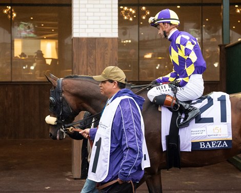 Baeza in the paddock before the Kentucky Derby (G1) at Churchill Downs in Louisville, KY on May 3, 2025. Baeza in the paddock before the Kentucky Derby (G1) at Churchill Downs in Louisville, KY on May 3, 2025.