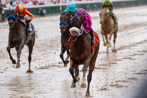 Macho Music and Javier Castellano win Race 6, Pat Day Mile, Churchill Downs, Louisville, KY, May 3, 2025, Mathea Kelley-Bloodhorse
