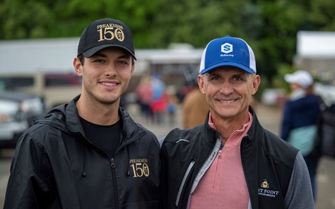 Griffin Johnson with West Point’s Terry Finley at Pimlico Race Course Thursday May 15, 2025 in Baltimore, MD.. Photo by Skip Dickstein Griffin Johnson with West Point’s Terry Finley at Pimlico Race Course Thursday May 15, 2025 in Baltimore, MD.. Photo by Skip Dickstein