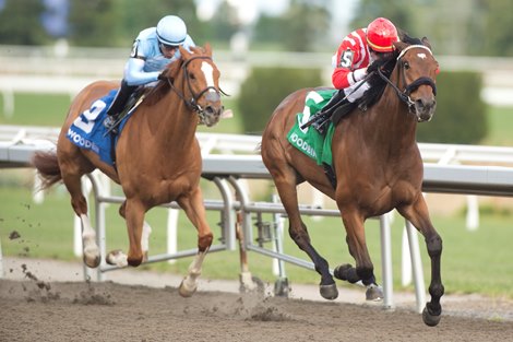 Jockey Ewsan Flores guides Classic Mo Town to victory in the $175,000 bet365 Eclipse Stakes (Grade II) for owner Bruno Schickedanz and trainer Martin Drexler. Woodbine/Michael Burns Photo