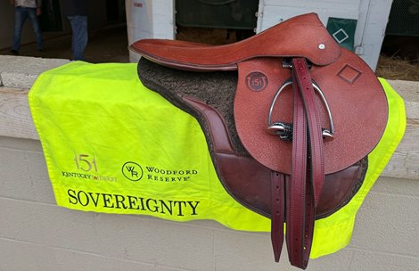 Weber Tack's custom-made saddle for Kentucky Derby winner Sovereignty