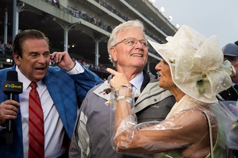 Bill Mott after Sovereignty with Junior Alvarado win the Kentucky Derby (G1) at Churchill Downs in Louisville, KY on May 3, 2025.