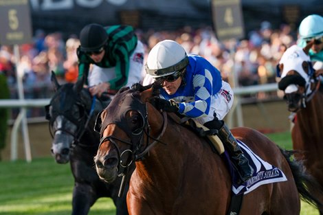 Fort Washington and Junior Alvardo Win Race 12, Dinner Party Stakes, Pimlico Racecourse, Baltimore, MD May 17, 2025, Mathea Kelley/Bloodhorse