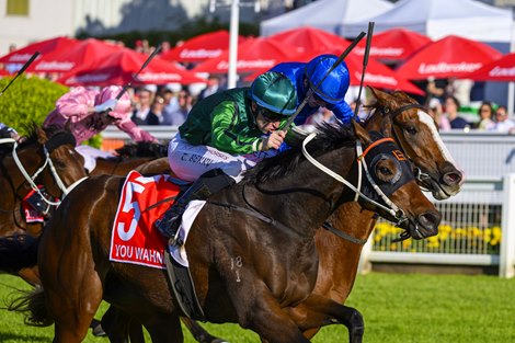 You Wahng wins the 2025 Queensland Oaks at Eagle Farm<br>
ridden by Tommy Berry and trained by Kris Lees