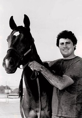 Bernie Flint, early in his training career, with T. V. Knight in this undated photo
