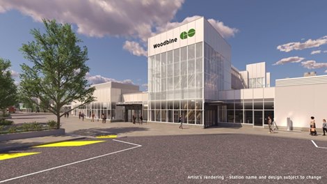 Artist's Rendering of Metrolinx GO Station at Woodbine Racetrack