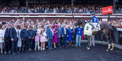 Sovereignty with Junior Alvarado wins the Belmont Stakes (G1) at Saratoga Race Course in Saratoga Springs, NY., on June 7, 2025.