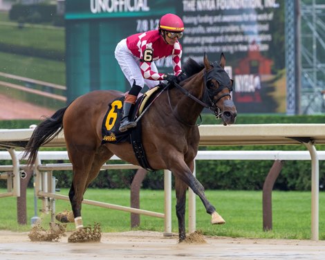 Nitrogen with Jose Ortiz wins the Wonder Again Stakes (Grade II) at Saratoga Race Course in Saratoga Springs, NY., on June 7, 2025.