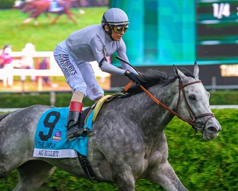 Ag Bullet witih John Velazquex wins the Jaipur Stakes (G1T)  at Saratoga Race Course on June 8, 2025.