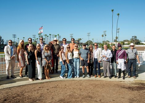 Pamela Ziebarth’s Sweet Azteca and jockey Juan Hernandez win the Grade II $200,000 Great Lady M Stakes Saturday, July 5, 2025 at Los Alamitos Race Course in Cypress, CA for trainer Richard Baltas.<br>
Benoit Photo