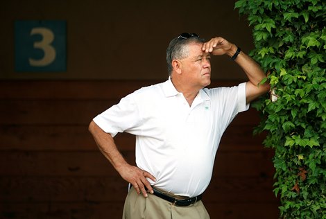 Assistant trainer Humberto Ascanio at Del Mar racetrack.