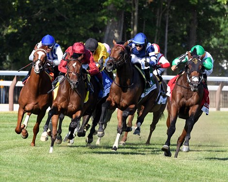 Test Score wins the 2025 Belmont Derby Invitational Stakes at Saratoga Race Course