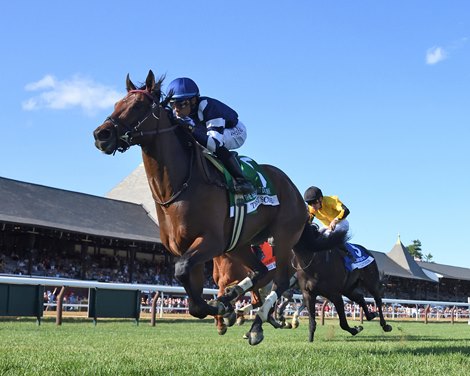Test Score wins the 2025 Belmont Derby Invitational Stakes at Saratoga Race Course