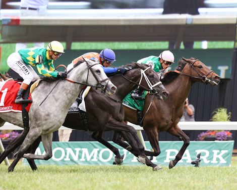 Segesta #5  with Irad Ortiz, Jr.  riding won the $300,000 G3T WinStar Matchmaker Stakes at Monmouth Park Racetrack in Oceanport, NJ on Saturday July 19, 2025.  Photo By Nikki Sherman/EQUI-PHOTO
