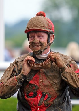 Perry Ouzts after a sloppy ride.