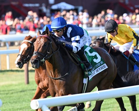 Test Score wins the 2025 Belmont Derby Invitational Stakes at Saratoga Race Course