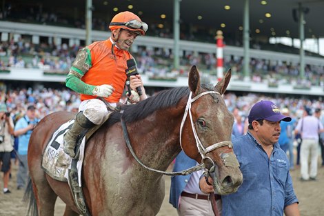 Journalism #2 with Jockey Umberto Risploi riding won the $1,000,000 Grade I NYRA Bets Haskell Stakes at Monmouth Park Racetrack in Oceanport, NJ on Saturday July 19, 2025.  Photo By Ryan Denver/EQUI-PHOTO