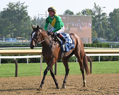 Ozara wins the 2025 Ballston Spa Stakes at Saratoga Race Course