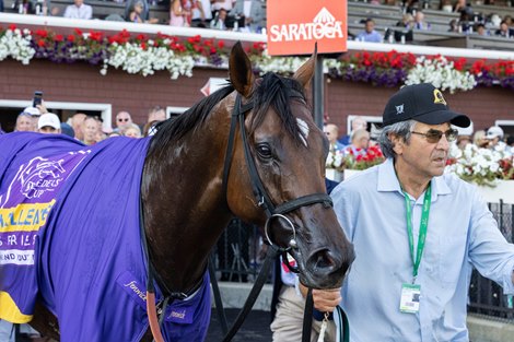 Book'em Danno wins the 2025 Forego Stakes at Saratoga Race Course