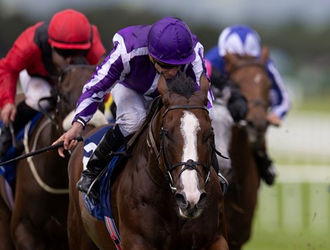 Diego Velazquez (Ryan Moore) wins the Gr.2 Minstrel Stakes.<br>
The Curragh.<br>
Photo: Patrick McCann/Racing Post<br>
20.07.2025