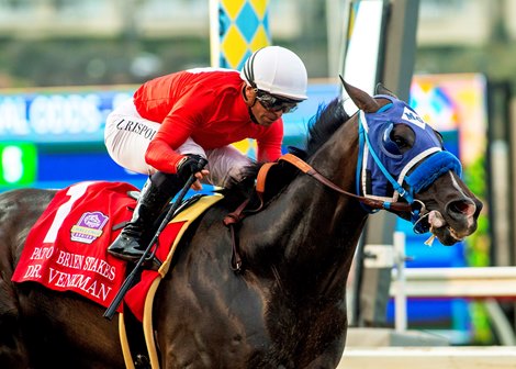 Dr. Venkman and jockey Umberto Rispoli win the Grade II $250,000 Pat O’Brien Stakes Saturday, August 23, 2025 at Del Mar Thoroughbred Club, Del Mar, CA.  <br>
Benoit Photo