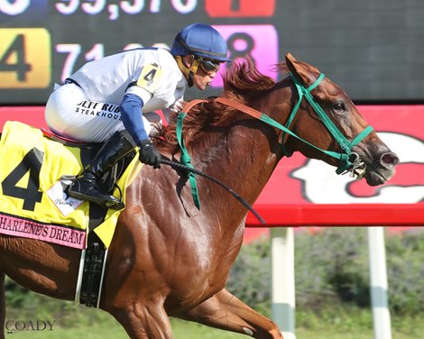 Charlene's Dream wins the 2025 Beverly D. Stakes at Colonial Downs